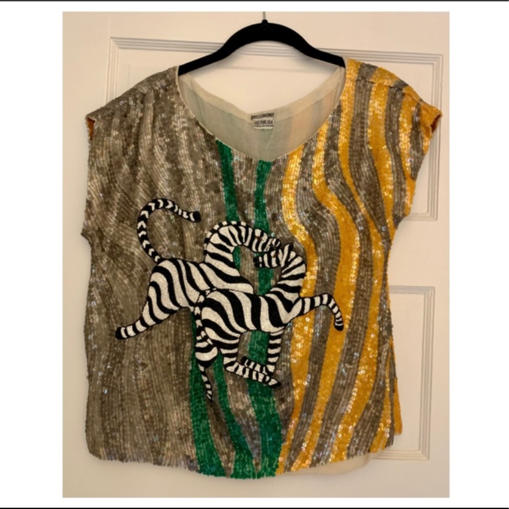 Vintage sequin zebra top